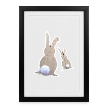 Lapins de Pâques par derrière - Affiche encadrée (27 × 37 cm) - noir - Devant