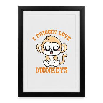 singe - Affiche encadrée (27 × 37 cm) - noir - Devant