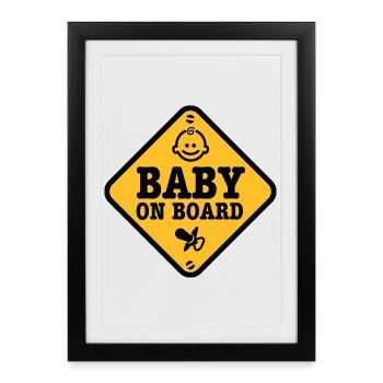 baby on board - Framed poster (27 × 37 cm) - black - Front