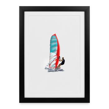 windsurfing - Framed poster (27 × 37 cm) - black - Front