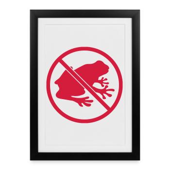 aucun kroete zone grenouille interdit schild silhouett - Affiche encadrée (27 × 37 cm) - noir - Devant