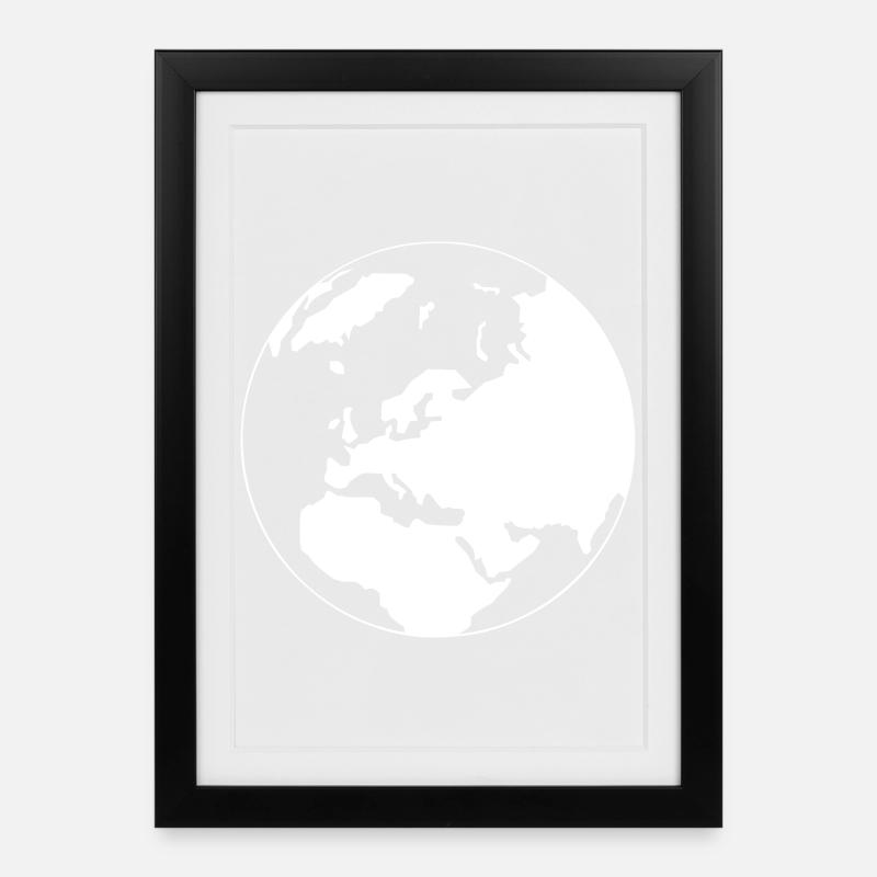 Eine Weltkarte - Gerahmtes Poster (27 × 37 cm) - Schwarz