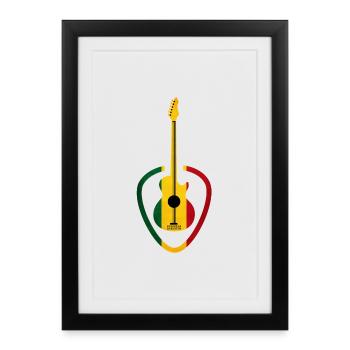 Guitare au ton rastafari - Affiche encadrée (27 × 37 cm) - noir - Devant