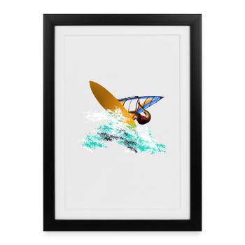 windsurfing - Framed poster (27 × 37 cm) - black - Front