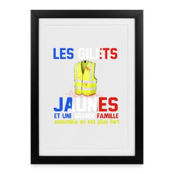 Gilet de Sécurité Famille Solidairte - Affiche encadrée (27 × 37 cm) - noir - Devant