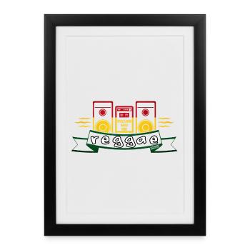Bannière Reggae Sound System - Affiche encadrée (27 × 37 cm) - noir - Devant