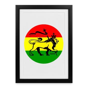 Lion de Juda dans le style rastafari - Affiche encadrée (27 × 37 cm) - noir - Devant
