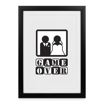 Enterrement de vie de garçon Game Over Sort - Affiche encadrée (27 × 37 cm) - noir - Devant