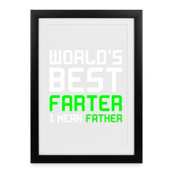 Cadeau de péter papa papa papa papa - Affiche encadrée (27 × 37 cm) - noir - Devant