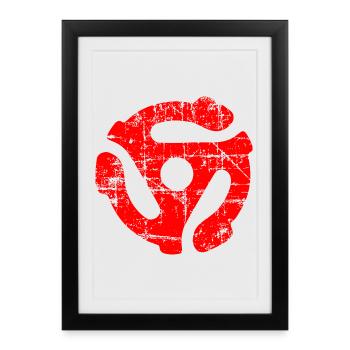 45 R.P.M. Schallplatten Adapter (Vintage Rot) - Gerahmtes Poster (27 × 37 cm) - Schwarz - Vorne
