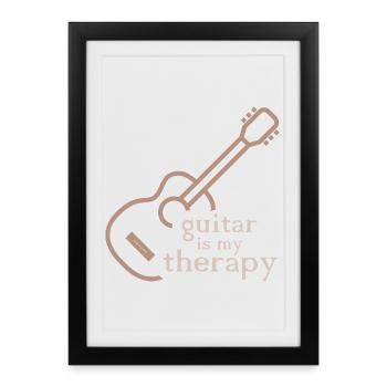 Guitar Therapy Funny Sayings Symbol Classical - Framed poster (27 × 37 cm) - black - Front