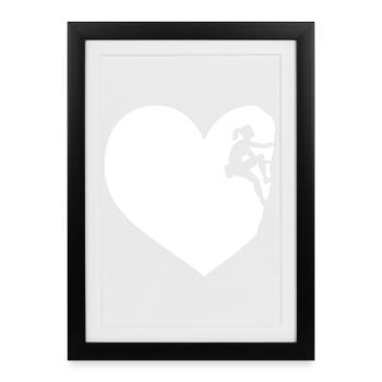 J'adore grimper dans le coeur d'un rocher d'alpinisme - Affiche encadrée (27 × 37 cm) - noir - Devant