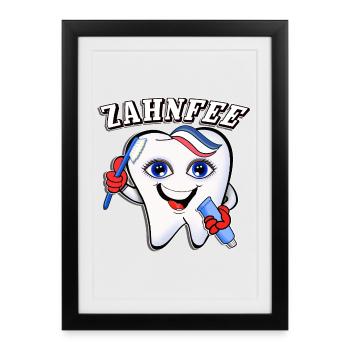 Dentiste Assistant dentaire Cabinet Dental Hero Tooth Fairy - Affiche encadrée (27 × 37 cm) - noir - Devant