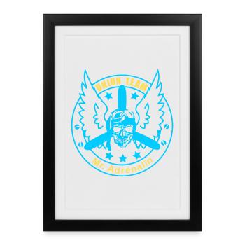 ut mr adrénaline jaune bleu - Affiche encadrée (27 × 37 cm) - noir - Devant