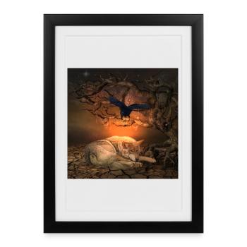 Awesome wolf - Framed poster (27 × 37 cm) - black - Front