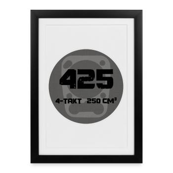 Motif d’insigne quatre temps 250cc - Affiche encadrée (27 × 37 cm) - noir - Devant