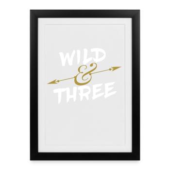 Troisième anniversaire garçon de 3 ans - Affiche encadrée (27 × 37 cm) - noir - Devant