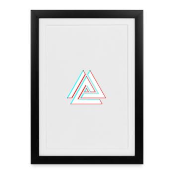 Geometric Triangle Neon 3D - Framed poster (27 × 37 cm) - black - Front