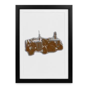 Vintage Tractors Rust Orange - Framed poster (27 × 37 cm) - black - Front
