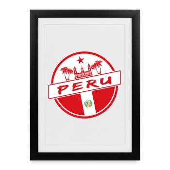 Cercle du Pérou aux couleurs nationales - Affiche encadrée (27 × 37 cm) - noir - Devant