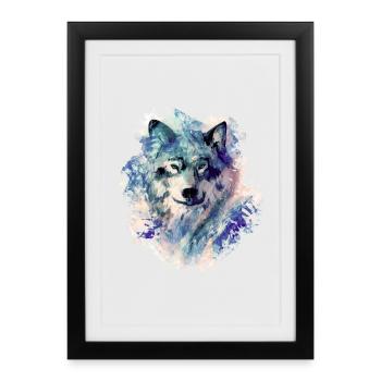 Loup dans le Nord - Affiche encadrée (27 × 37 cm) - noir - Devant