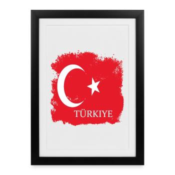 Drapeau turc sur les vêtements Drapeau turc Türkiye - Affiche encadrée (27 × 37 cm) - noir - Devant