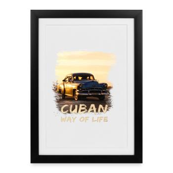 Cuba, Cuba, Mode de vie cubain, Oldtimer, Vacances - Affiche encadrée (27 × 37 cm) - noir - Devant