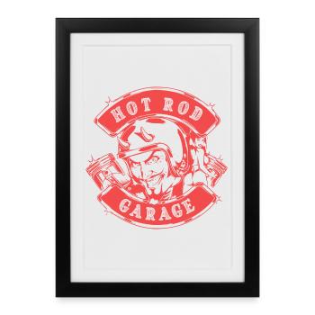 Hot Rod Garage V8 - Affiche encadrée (27 × 37 cm) - noir - Devant
