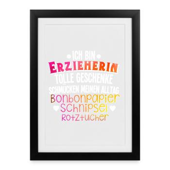 Erzieherin - Gerahmtes Poster (27 × 37 cm) - Schwarz - Vorne
