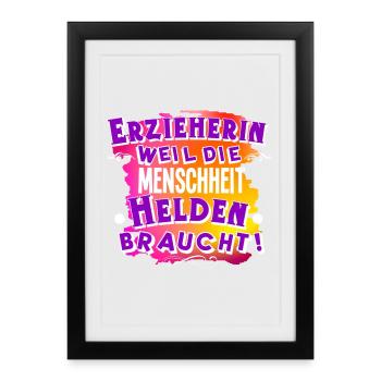 Erzieherin - Gerahmtes Poster (27 × 37 cm) - Schwarz - Vorne