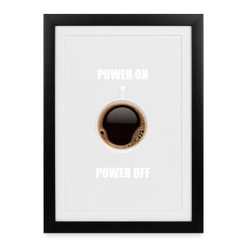 Coffee Coffee Mug Photo Power On Off Office Gift - Framed poster (27 × 37 cm) - black - Front