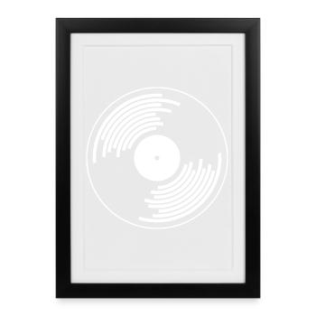 disques vinyles disque vinyle hip hop tape dj deejay - Affiche encadrée (27 × 37 cm) - noir - Devant