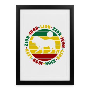 Lion de fer Zion Rastafari Reggae Löwe - Affiche encadrée (27 × 37 cm) - noir - Devant