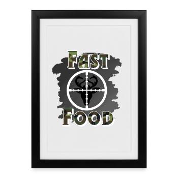Chasseurs chasse - Affiche encadrée (27 × 37 cm) - noir - Devant