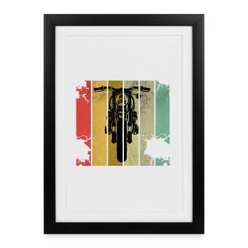 Moto Biker Retro - Affiche encadrée (27 × 37 cm) - noir - Devant