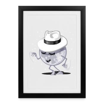 Lune qui danse - Affiche encadrée (27 × 37 cm) - noir - Devant