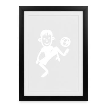 Joueur de football Joueur de football Soccer Kicker Funny - Affiche encadrée (27 × 37 cm) - noir - Devant