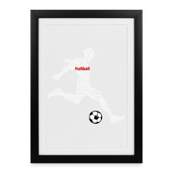 Fussballer Fussballspieler Fussball Fussballspiel - Gerahmtes Poster (27 × 37 cm) - Schwarz - Vorne