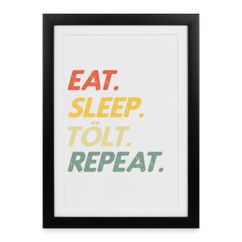 Eat Sleep Tölt Repeat - Cheval cadeau islandais - Affiche encadrée (27 × 37 cm) - noir - Devant