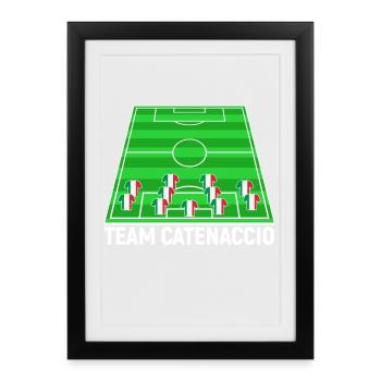 Italien Fussballteam Mannschaft Catenaccio Fan - Gerahmtes Poster (27 × 37 cm) - Schwarz - Vorne