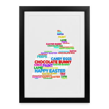 Lapin de pâques lapin joyeuses pâques lapin oeufs de pâques - Affiche encadrée (27 × 37 cm) - noir - Devant