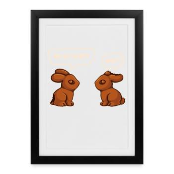 Lapin au chocolat Lapin de Pâques au chocolat Dire drôle - Affiche encadrée (27 × 37 cm) - noir - Devant