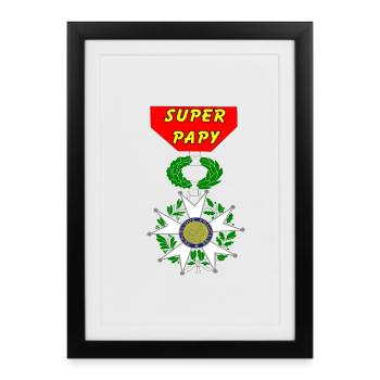 super papy - Framed poster (27 × 37 cm) - black - Front