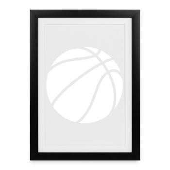 Logo de basket-ball blanc - Affiche encadrée (27 × 37 cm) - noir - Devant