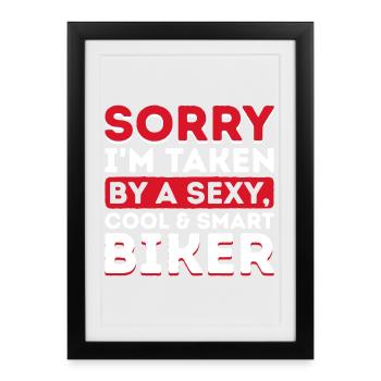 Motocycliste motocycliste moto motos disant - Affiche encadrée (27 × 37 cm) - noir - Devant