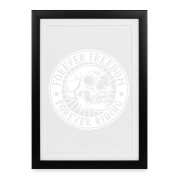 Freedom motorcycle biker motorcycles skull - Framed poster (27 × 37 cm) - black - Front