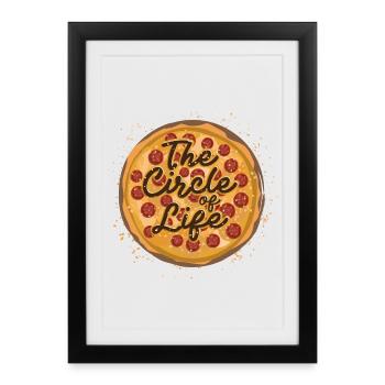 Pizzeria nourriture énonciations pizza salami salami pizza - Affiche encadrée (27 × 37 cm) - noir - Devant