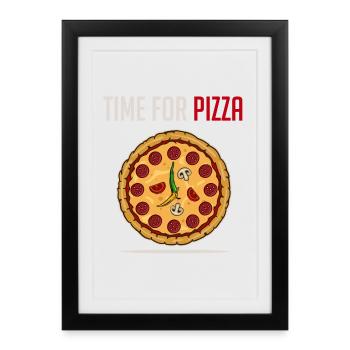 Commander pizza pizzeria salami cuisine italienne - Affiche encadrée (27 × 37 cm) - noir - Devant