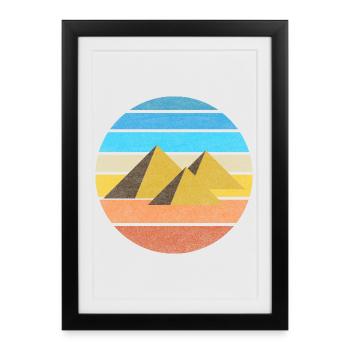 Egypte pyramide rétro idée cadeau vintage Le Caire - Affiche encadrée (27 × 37 cm) - noir - Devant