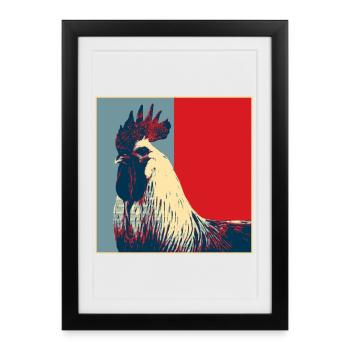 Coq - Affiche encadrée (27 × 37 cm) - noir - Devant